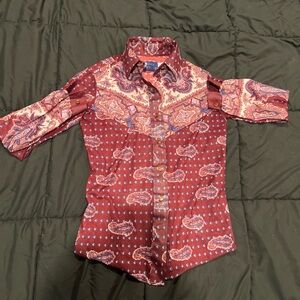 Panhandle Rough Stock Women’s Dark Red Paisley Button Up